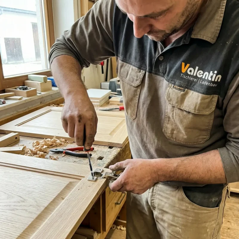 Tischler bei der Montage eines maßgefertigten Korpus - Tischlerei Valentin Höxter
